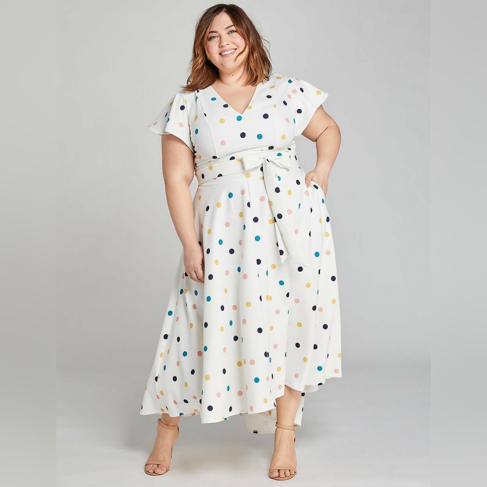 Lane Bryant Multicolor Polka Dot Midi Dress